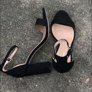 Black fabric heels